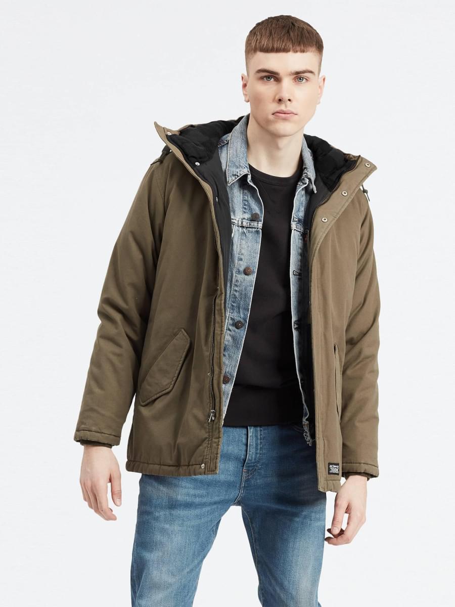 Thermore Padded Parka Levi's Jeans, Jackets & Clothing LEVIS THERMORE PADDED Parka Mens Jacket Olive Night All